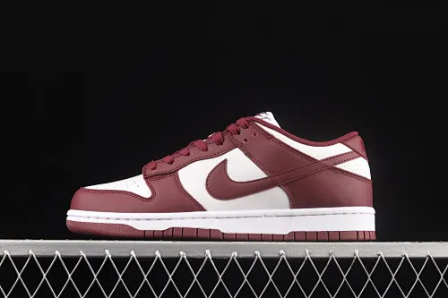 All categories Nk SB Dunk series Nk SB Dunk Low low-cut sneakers F version special price Nk SB Dunk Low Prm wine red and white color SB smashed backboard fashion casual sneakers DD1503-108